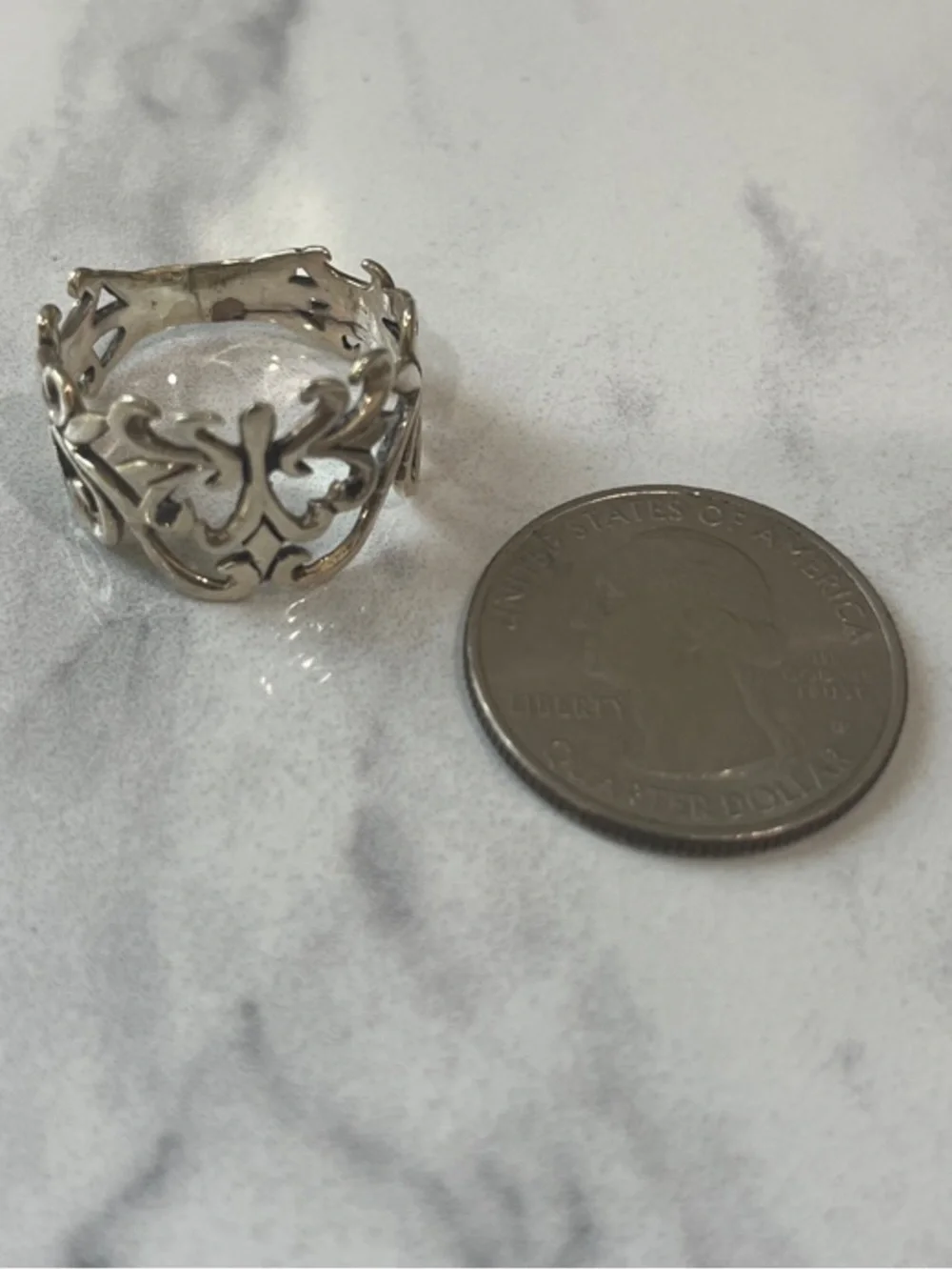 Intricate Sterling Silver Filigree Women's Ring size 7.5